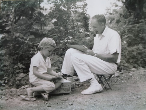 Me and Dad drawing at the farm